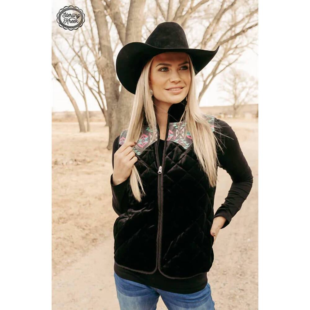 NEW STERLING KREEK tulsa time vest in black velvet